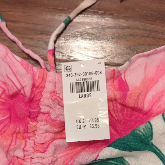 NWT Hollister Floral Pink and Green Strapless Top - Picture 4 of 6